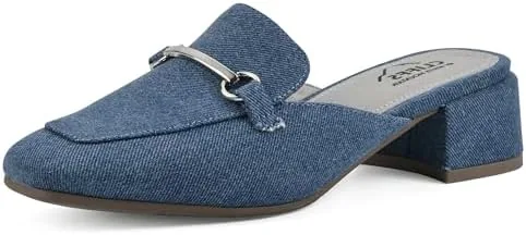 cliffs by white mountain womens quin low block heel loafer style mule mid bluedenimfabric 75 m